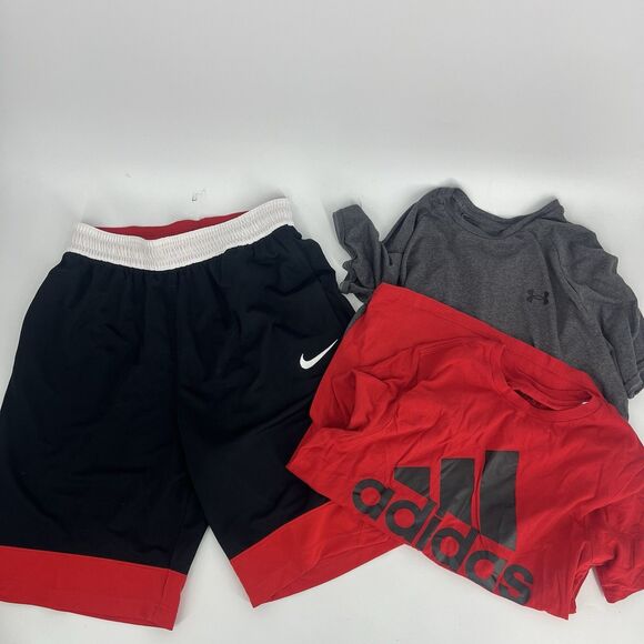 Nike Under Armour Adidas T Shirt Shorts Lot of 3 Size Medium Mens Workout Gym - Picture 1 of 11